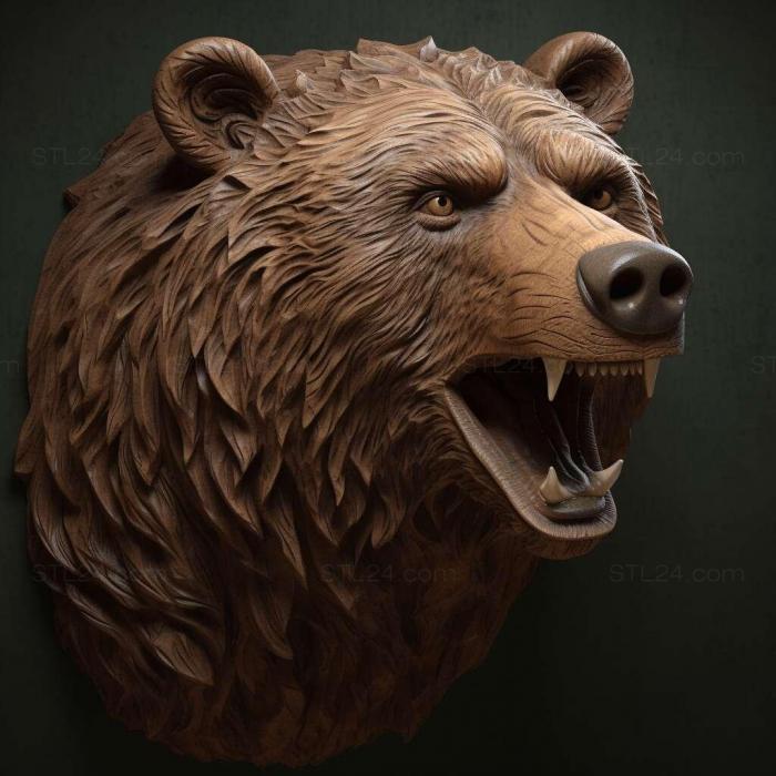 Nature and animals (Grizzly on stand 2, NATURE_5086) 3D models for cnc