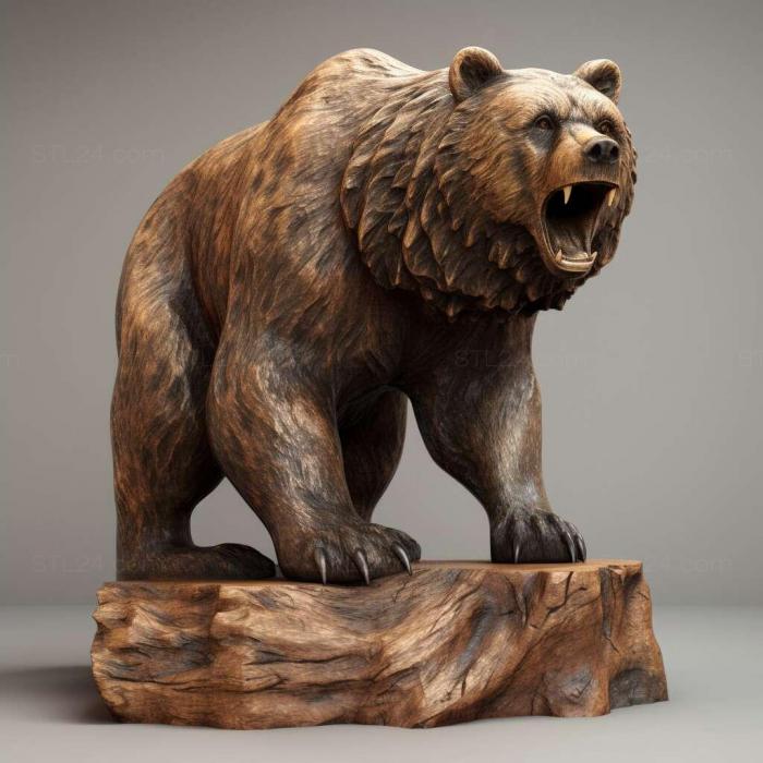 Nature and animals (Grizzly on stand 3, NATURE_5087) 3D models for cnc