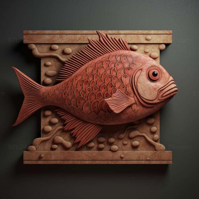 Nature and animals (Red spotted tetra fish 3, NATURE_515) 3D models for cnc