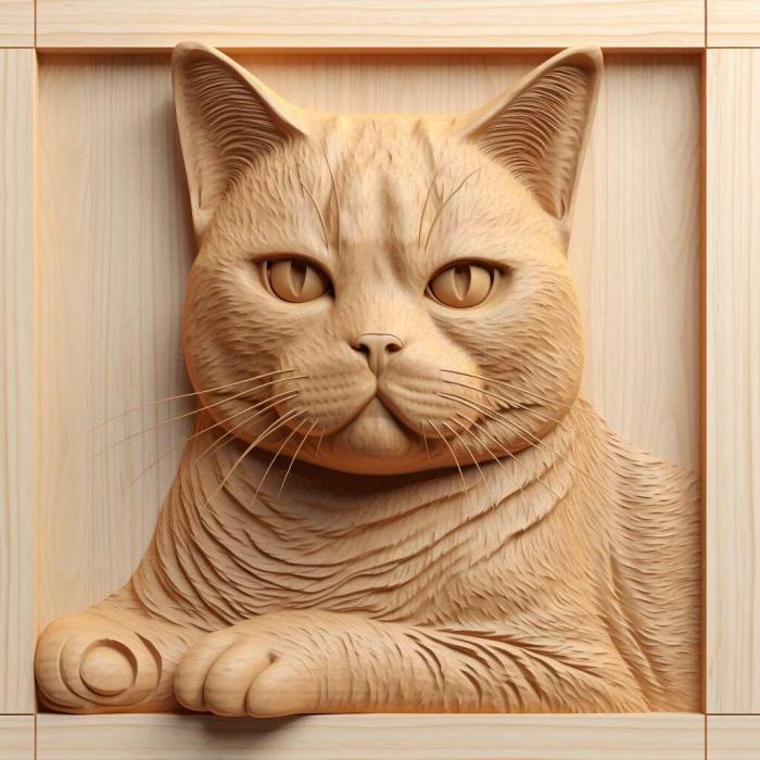 Nature and animals (British Shorthair cat 2, NATURE_5174) 3D models for cnc
