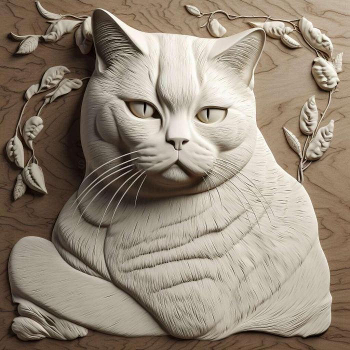 Природа и животные (Британская короткошерстная кошка 3, NATURE_5175) 3D модель для ЧПУ станка