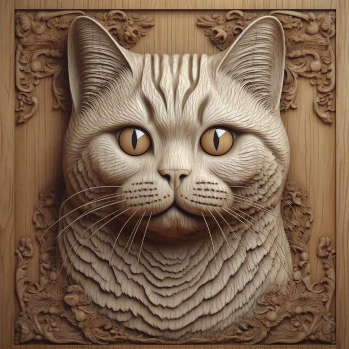 Nature and animals (British Shorthair cat 4, NATURE_5176) 3D models for cnc