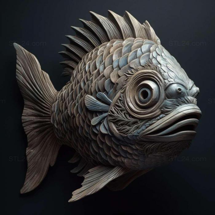Природа и животные (Юлидохромная рыба в маске 4, NATURE_5212) 3D модель для ЧПУ станка