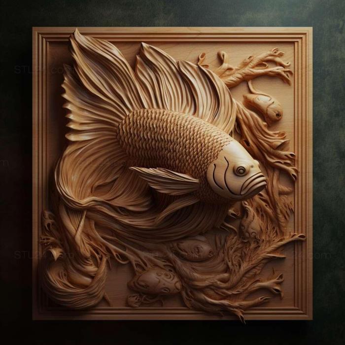 Nature and animals (st Poster fighting fish fish 1, NATURE_5269) 3D models for cnc