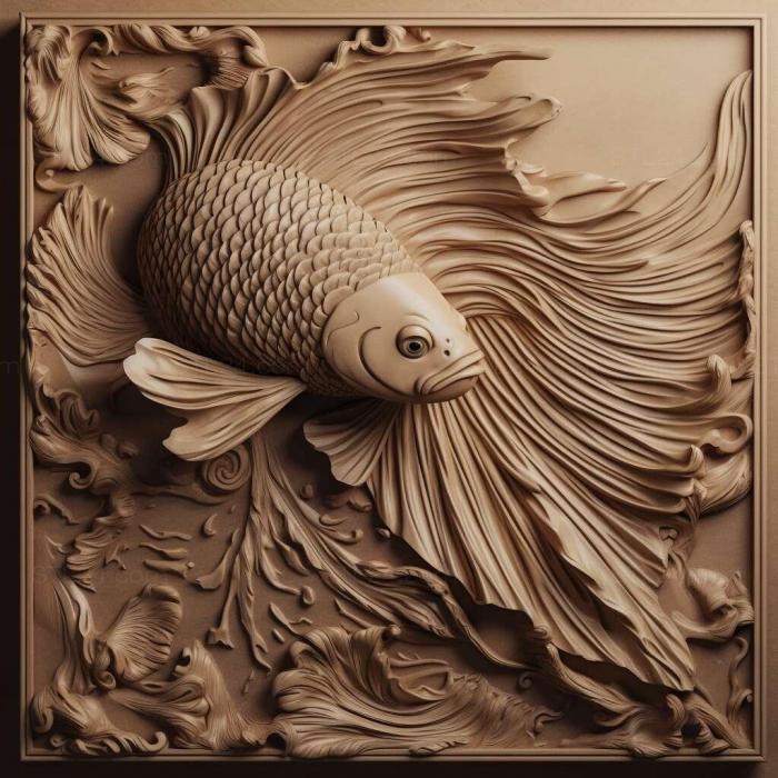 Природа и животные (Плакат с бойцовой рыбой fish 4, NATURE_5272) 3D модель для ЧПУ станка