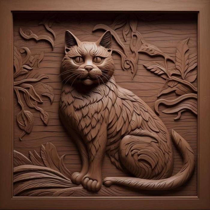 Природа и животные (Йоркский шоколадный кот 1, NATURE_5285) 3D модель для ЧПУ станка