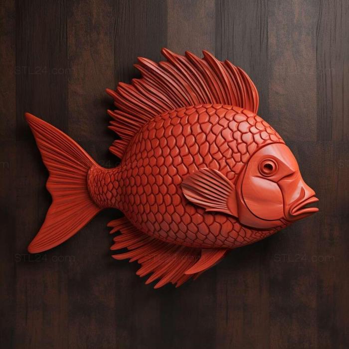 Nature and animals (st Red parrot fish fish 3, NATURE_5343) 3D models for cnc