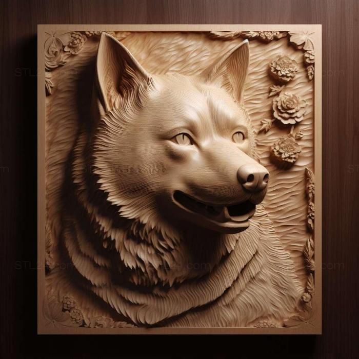 Природа и животные (Собака породы Сикоку собака 4, NATURE_5364) 3D модель для ЧПУ станка
