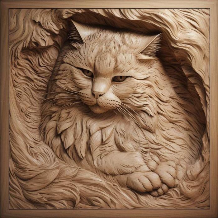 Nature and animals (st Ragamuffin cat 4, NATURE_5368) 3D models for cnc