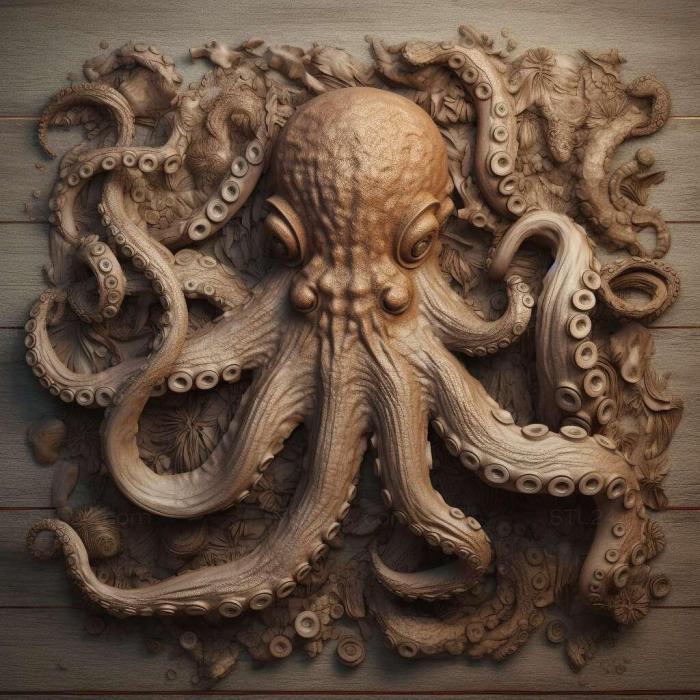 Nature and animals (Octopus bimaculoides 4, NATURE_5380) 3D models for cnc