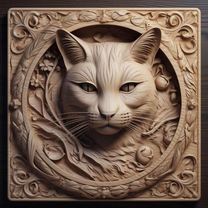 Nature and animals (st Ukrainian Levkoy cat 2, NATURE_5402) 3D models for cnc