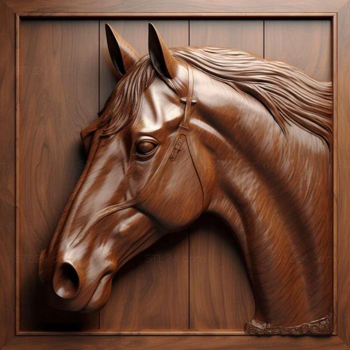 Природа и животные (Лошадь святого Секретариата знаменитое животное 4, NATURE_5496) 3D модель для ЧПУ станка
