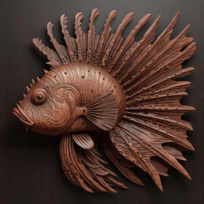Природа и животные (Индийская рыба-крылатка 3, NATURE_5515) 3D модель для ЧПУ станка