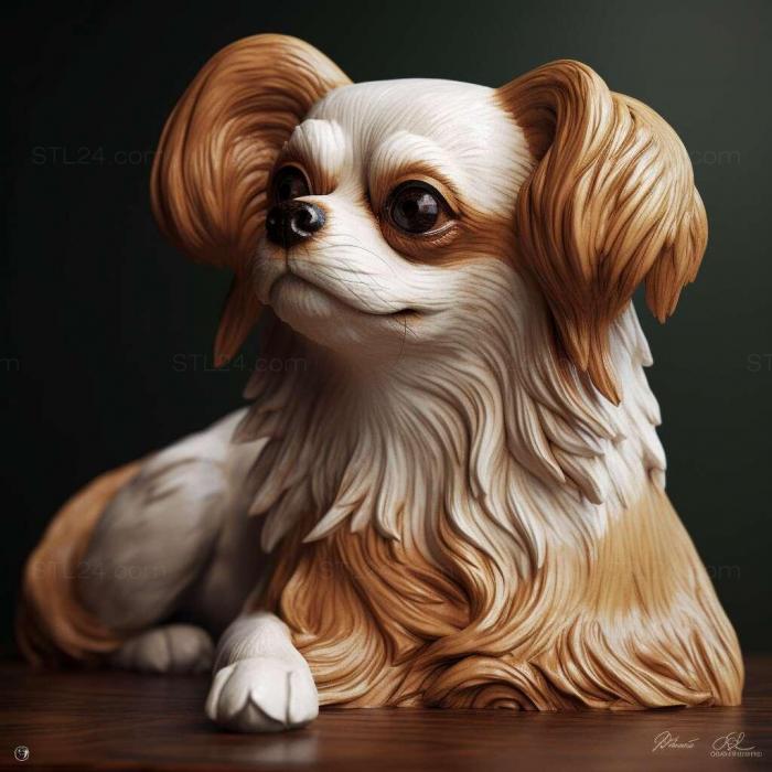 Nature and animals (Continental Toy Spaniel dog 3, NATURE_5567) 3D models for cnc