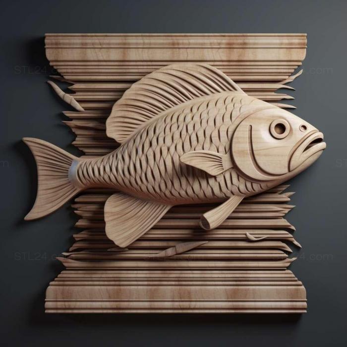 Nature and animals (Diagonally striped catfish fish 1, NATURE_5589) 3D models for cnc