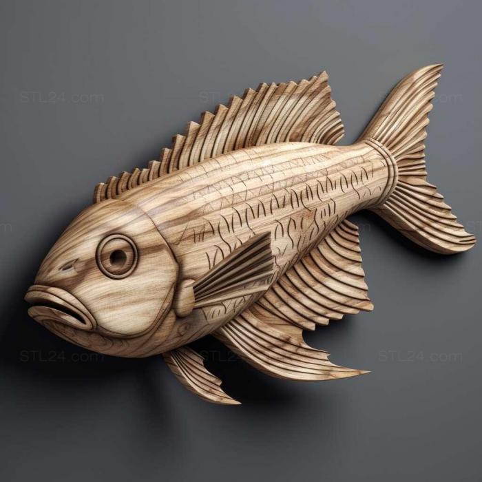 Природа и животные (Диагонально полосатая рыба-сом 2, NATURE_5590) 3D модель для ЧПУ станка