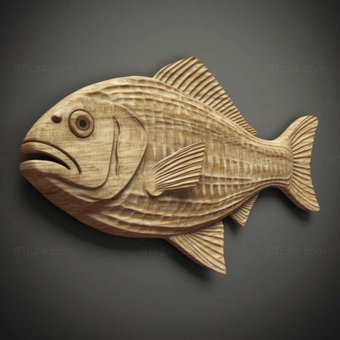 Nature and animals (Diagonally striped catfish fish 4, NATURE_5592) 3D models for cnc