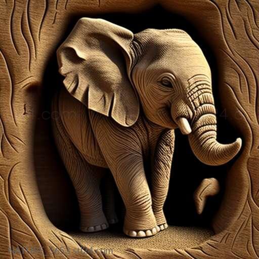 Nature and animals (st Motti baby elephant famous animal 1, NATURE_5653) 3D models for cnc