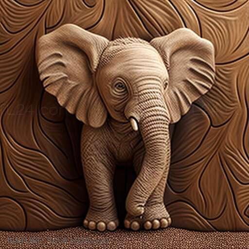 Nature and animals (st Motti baby elephant famous animal 2, NATURE_5654) 3D models for cnc