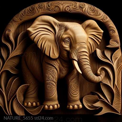 Природа и животные (Слоненок Сент Мотти знаменитое животное 3, NATURE_5655) 3D модель для ЧПУ станка