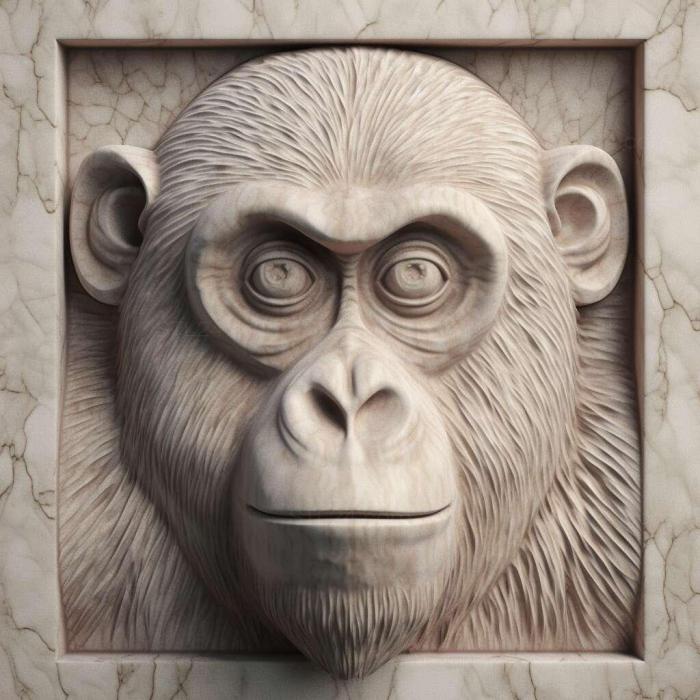 Nature and animals (st Trachypithecus shortridgei 4, NATURE_568) 3D models for cnc