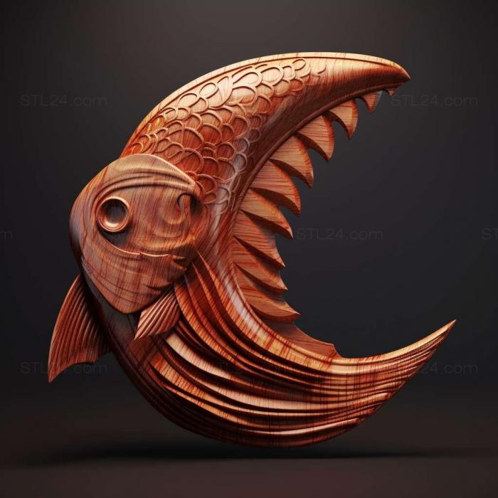 Nature and animals (st Sickle shaped shell fish 2, NATURE_5702) 3D models for cnc
