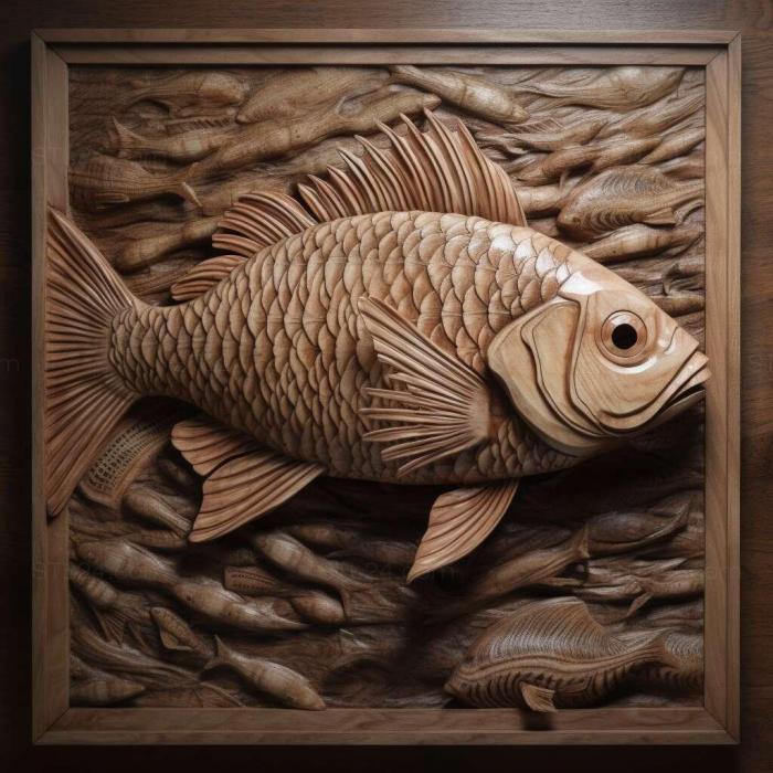 Nature and animals (Striped barbus fish 1, NATURE_5865) 3D models for cnc