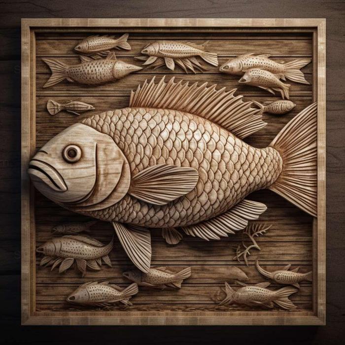Природа и животные (Полосатая рыба барбус 3, NATURE_5867) 3D модель для ЧПУ станка
