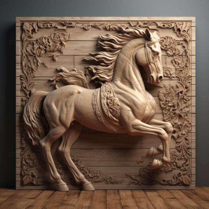Природа и животные (Лошадь-идол знаменитое животное 4, NATURE_5884) 3D модель для ЧПУ станка