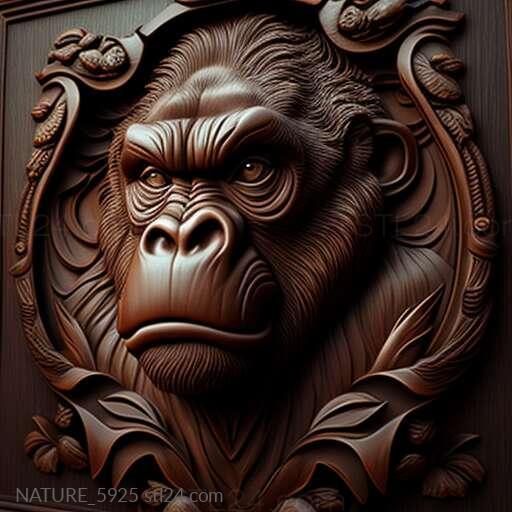 Nature and animals (st Coco gorilla famous animal 1, NATURE_5925) 3D models for cnc