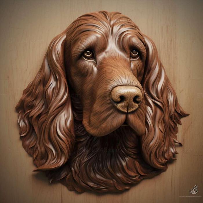 Nature and animals (Picardy Spaniel dog 1, NATURE_5949) 3D models for cnc