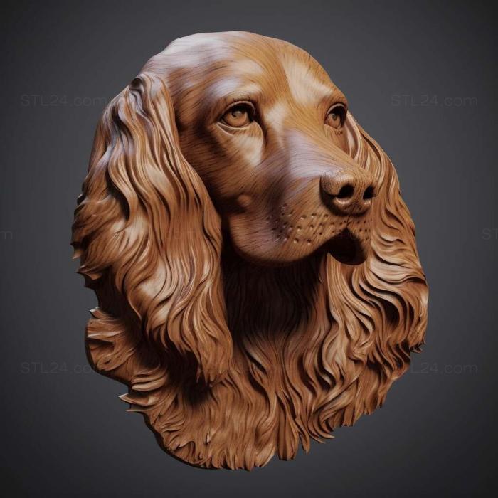 Nature and animals (Picardy Spaniel dog 2, NATURE_5950) 3D models for cnc