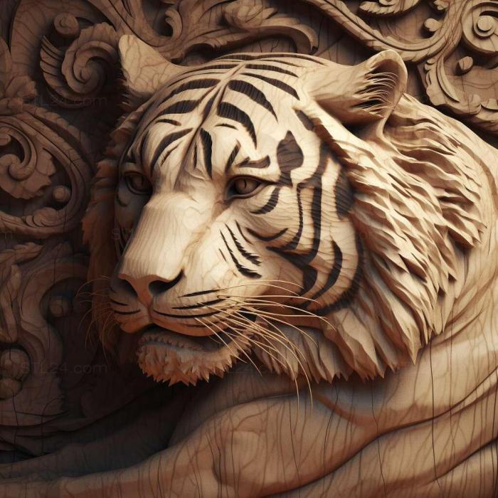 Nature and animals (st Pursh tiger famous animal 3, NATURE_6015) 3D models for cnc