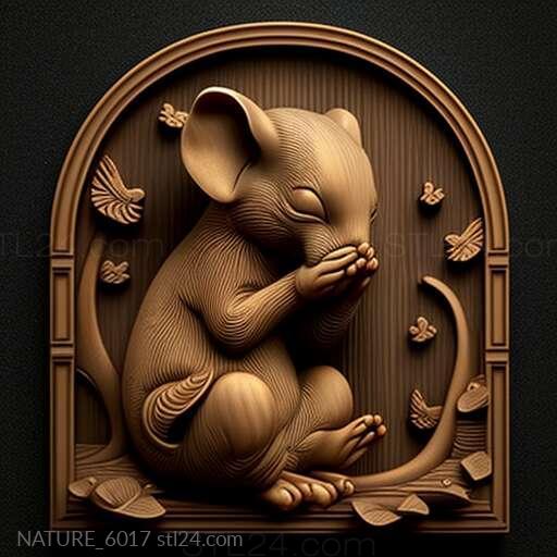 Природа и животные (Мышь Кагуи знаменитое животное 1, NATURE_6017) 3D модель для ЧПУ станка