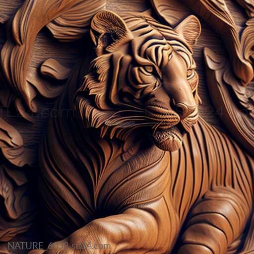 Природа и животные (Кузя тигр знаменитое животное 2, NATURE_6038) 3D модель для ЧПУ станка