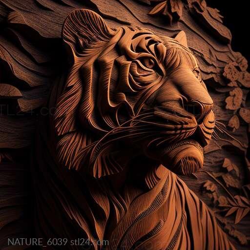 Природа и животные (Кузя тигр знаменитое животное 3, NATURE_6039) 3D модель для ЧПУ станка