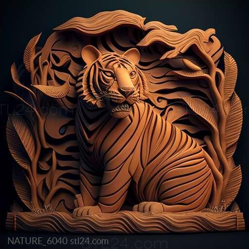 Nature and animals (st Kuzya tiger famous animal 4, NATURE_6040) 3D models for cnc