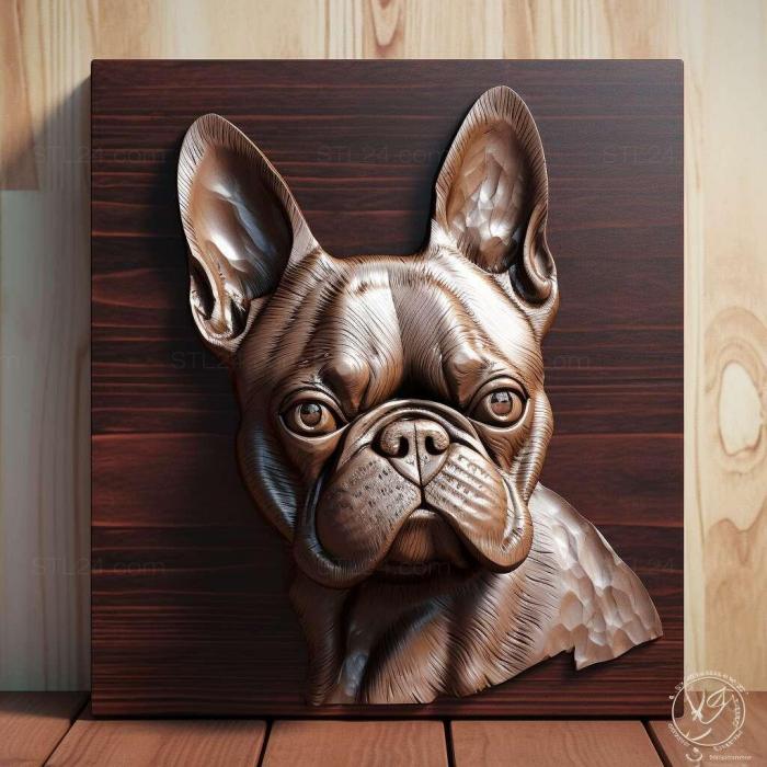 Nature and animals (Boston Terrier dog 3, NATURE_6107) 3D models for cnc