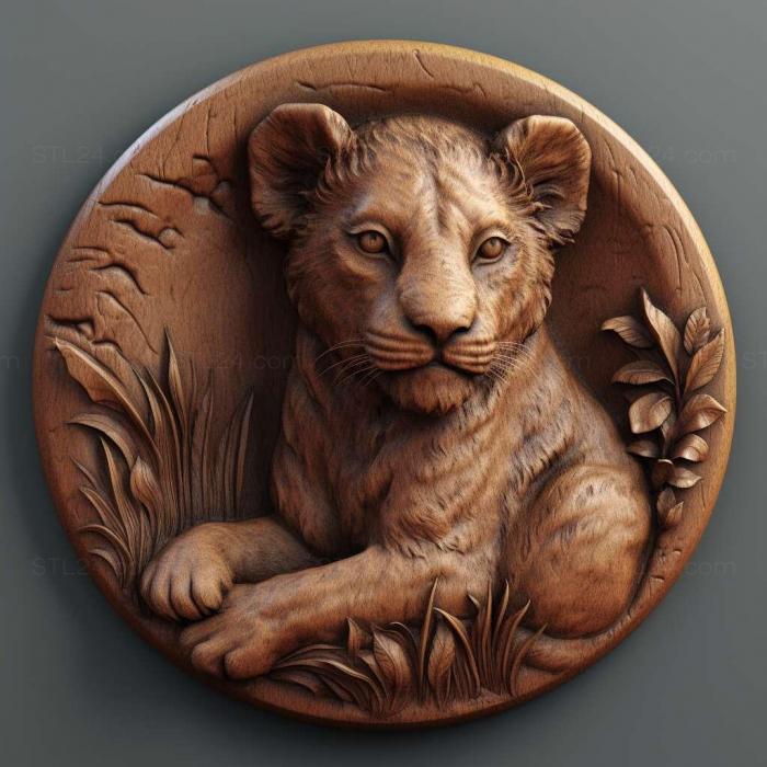 Nature and animals (Bahati lion cub famous animal 4, NATURE_6244) 3D models for cnc