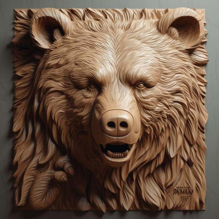 Природа и животные (Медведь Барт знаменитое животное 2, NATURE_6246) 3D модель для ЧПУ станка