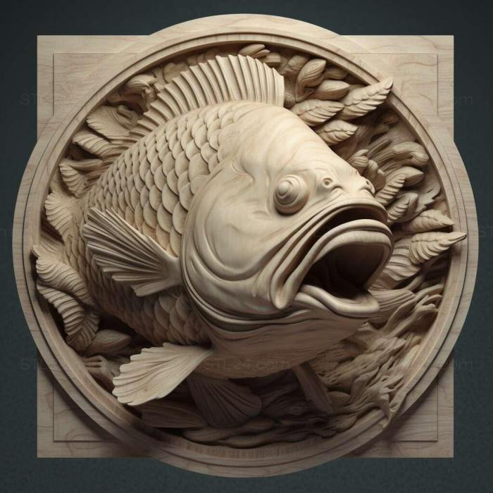 Nature and animals (Carp toothed fish 1, NATURE_6285) 3D models for cnc