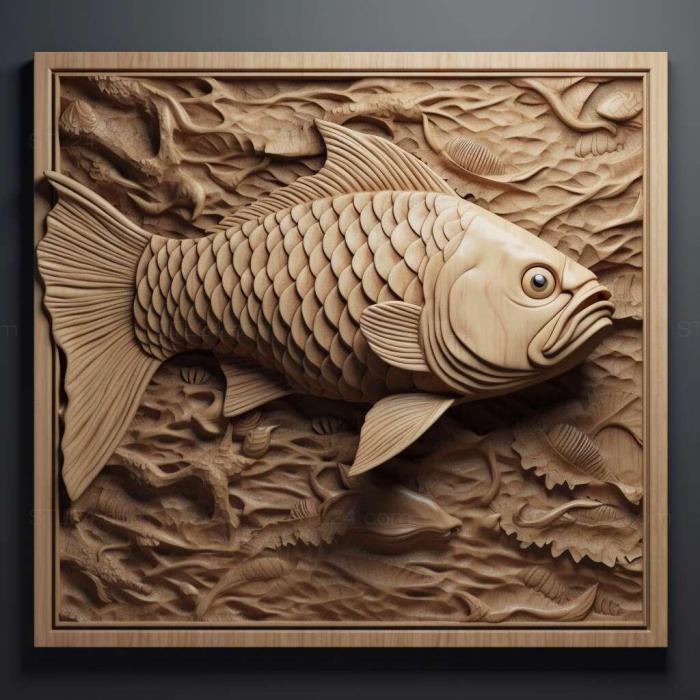 Nature and animals (Carp toothed fish 2, NATURE_6286) 3D models for cnc