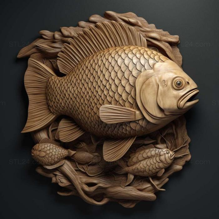 Nature and animals (Carp toothed fish 3, NATURE_6287) 3D models for cnc