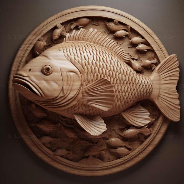 Nature and animals (Carp toothed fish 4, NATURE_6288) 3D models for cnc