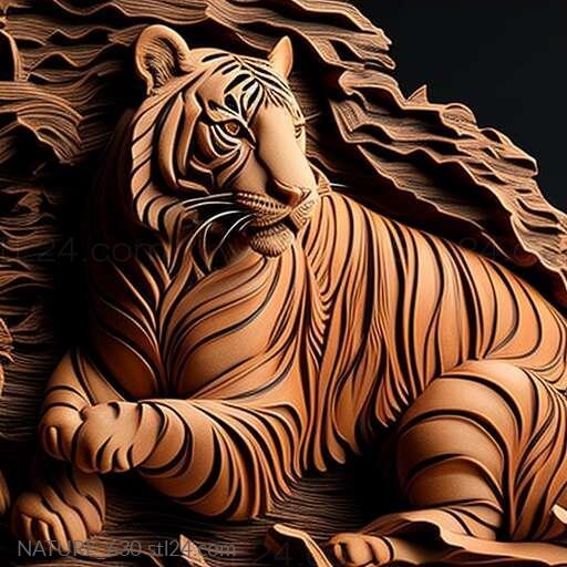 Природа и животные (Золушка тигрица знаменитое животное 2, NATURE_630) 3D модель для ЧПУ станка