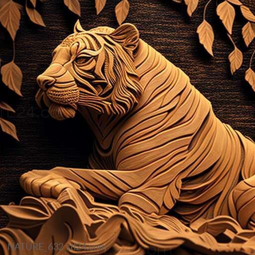 Nature and animals (st Cinderella tigress famous animal 4, NATURE_632) 3D models for cnc