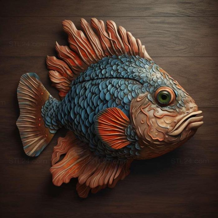 Nature and animals (st Mandarin fish fish 1, NATURE_6325) 3D models for cnc