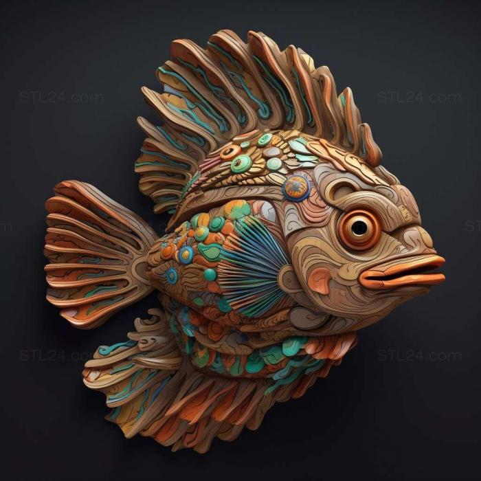 Nature and animals (st Mandarin fish fish 4, NATURE_6328) 3D models for cnc