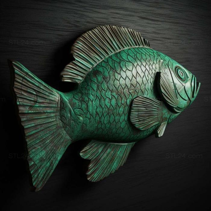 Nature and animals (st Emerald brochis fish 4, NATURE_6332) 3D models for cnc