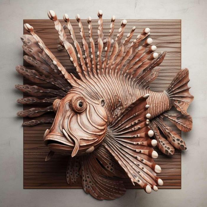 Nature and animals (Indian lionfish fish 2, NATURE_6338) 3D models for cnc